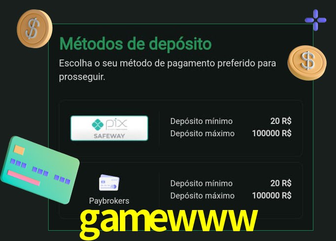 O cassino gamewww oferece uma grande variedade de métodos de pagamento